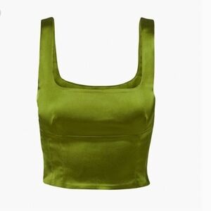 Aritzia Wilfred  Green Olive Satin bustier Small  Women's Top